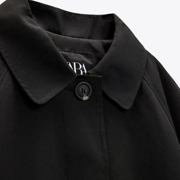 Zara ZW COLLECTION OVERSIZED WATER REPELLENT TRENCH COAT. Black. Size XS. NWT. - Picture 11 of 15